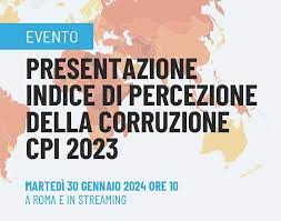 Scopri di più sull'articolo Percezione della corruzione in Italia e nel mondo Martedì 30 gennaio presentazione del Rapporto Transparency