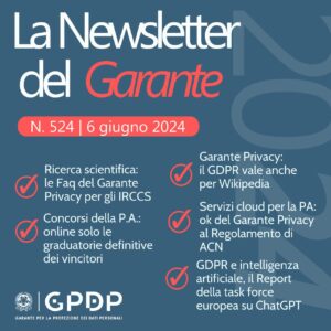 Scopri di più sull'articolo NEWSLETTER N. 524 del 6 giugno 2024