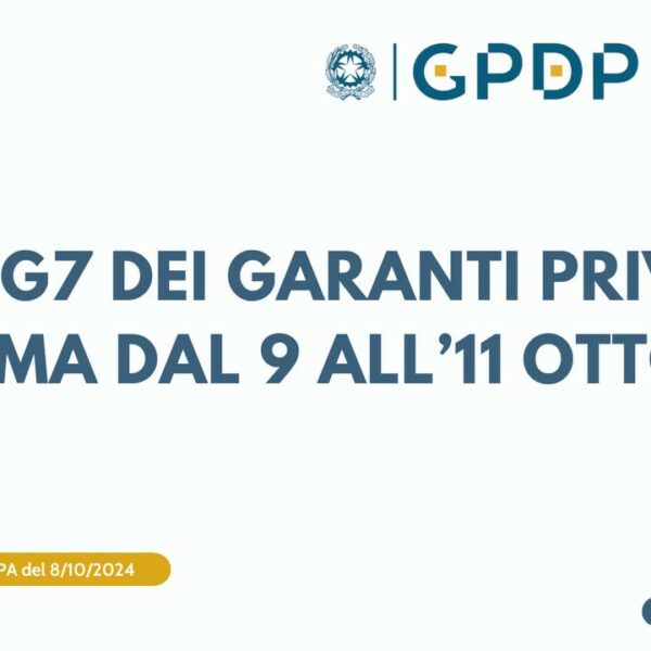 IA: il G7 dei Garanti privacy a Roma dal 9 all’11 ottobre